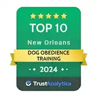 Top 10 dog obedience training in New Orleans 2024 award badge by TrustAnalytica